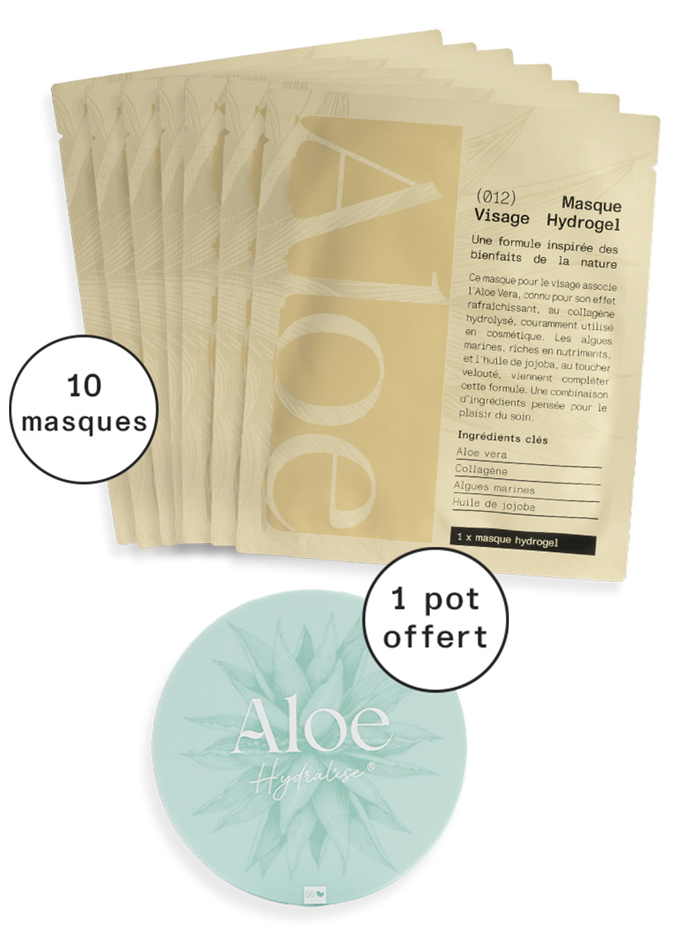 10 masques + Pot de patchs offert